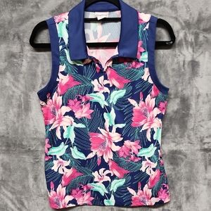 Tommy Bahama Floral Sleeveless Top in Navy and Pink sz Large